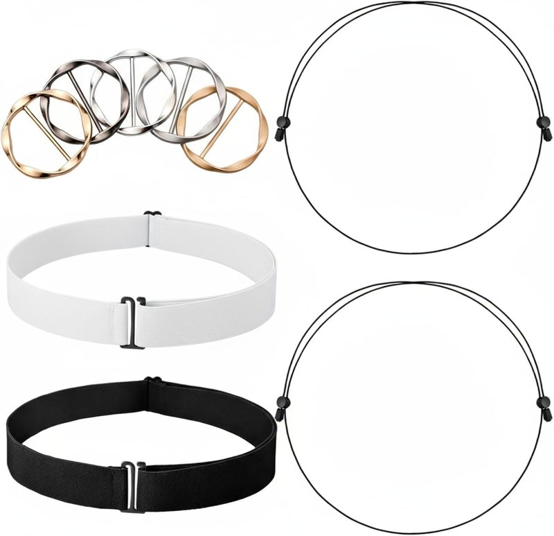 Cutecrop 9 Pcs Crop Band for T-shirts, Adjustable Elastic Tops Tuck Tool with Ties Clips for Shirts Sweaters Women Clothing - Image 1